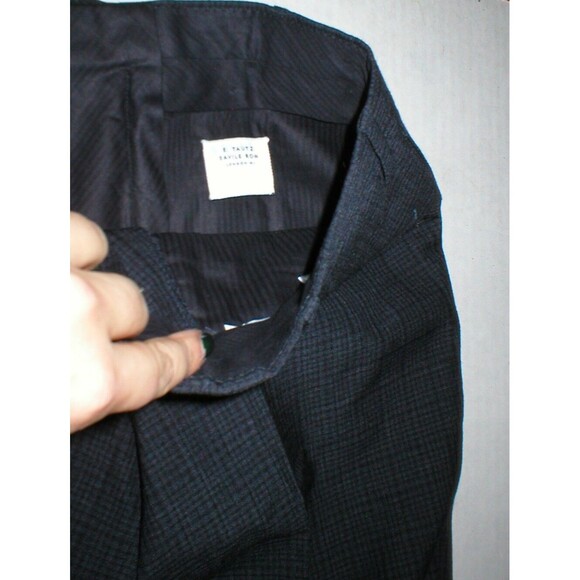 NWT New Mens E Tautz Italy 26 28 R Tall 36 Wool Pants Designer Black Gray Plaid - Picture 5 of 5